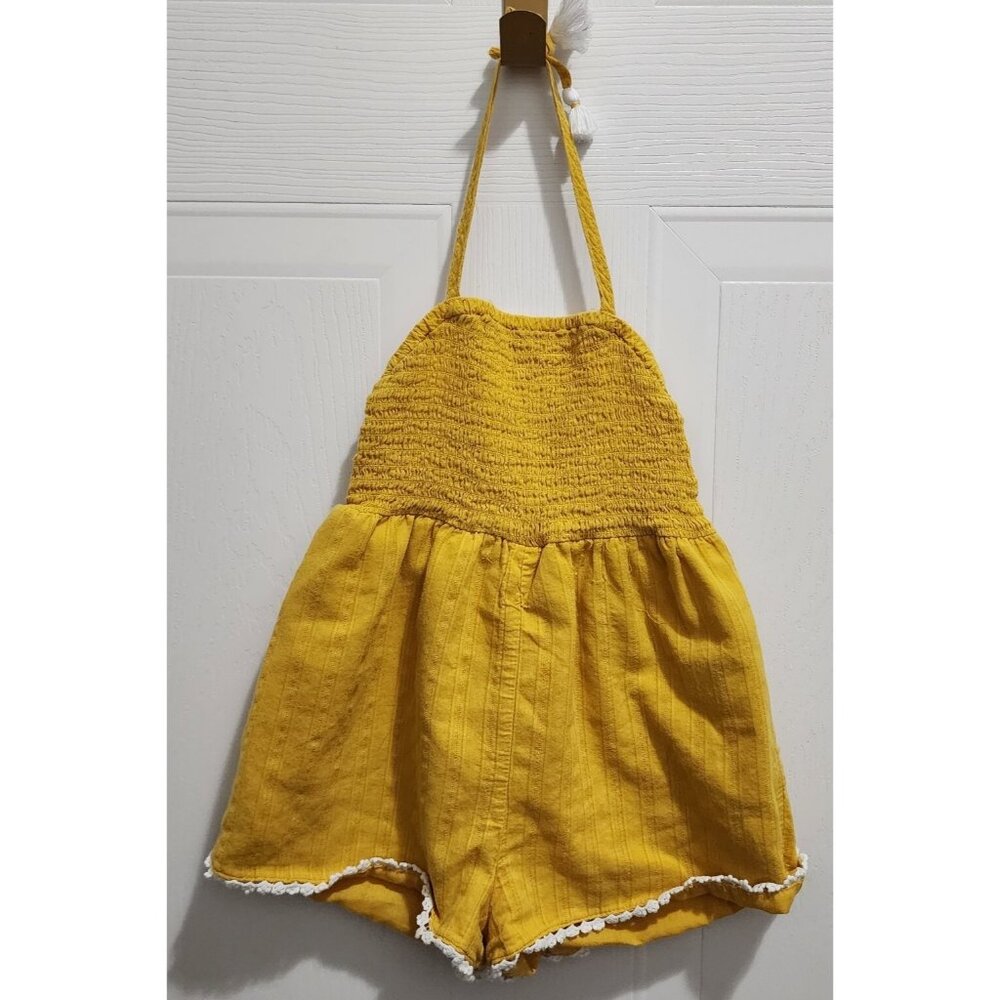Tommy Bahama Baby Girl One Piece Halter‎ Romper Shorts Smocked Yellow Size 18M